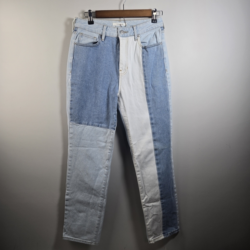 PacSun Two-Tone Patchwork Mom Straight Jeans